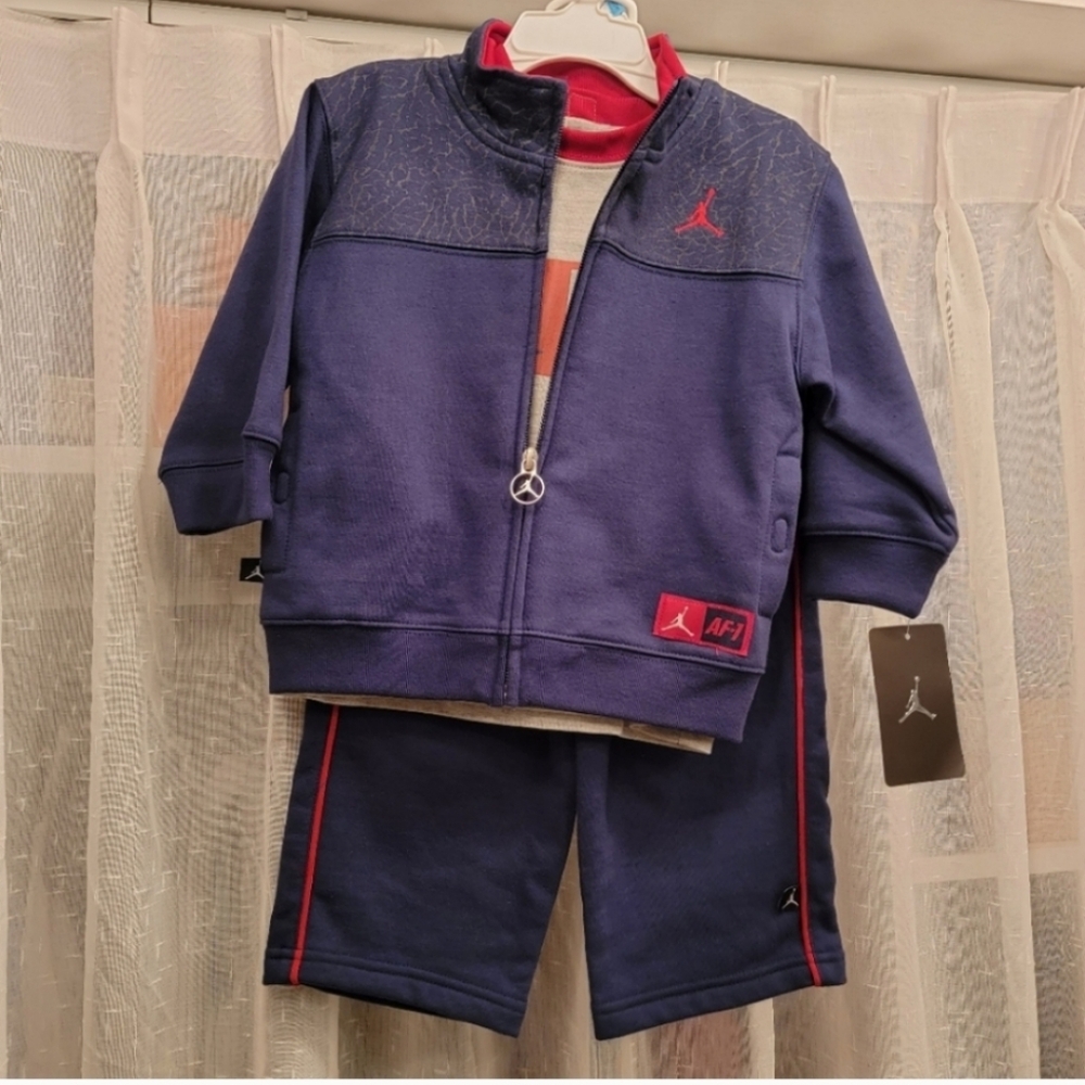 Nike Michael Jordan 3 Piece Track Suit Full Zip Size 24 Months NWT